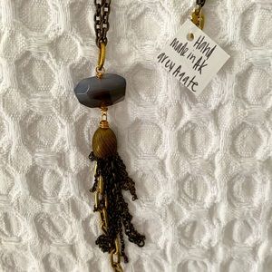 Handmade Grey Agate Necklace - NWT